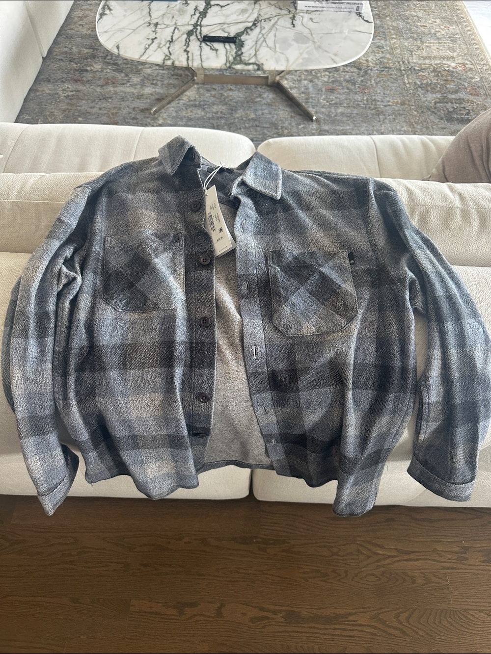 Ag Adriano t Men's Gray Plaid Button-Down Shirt